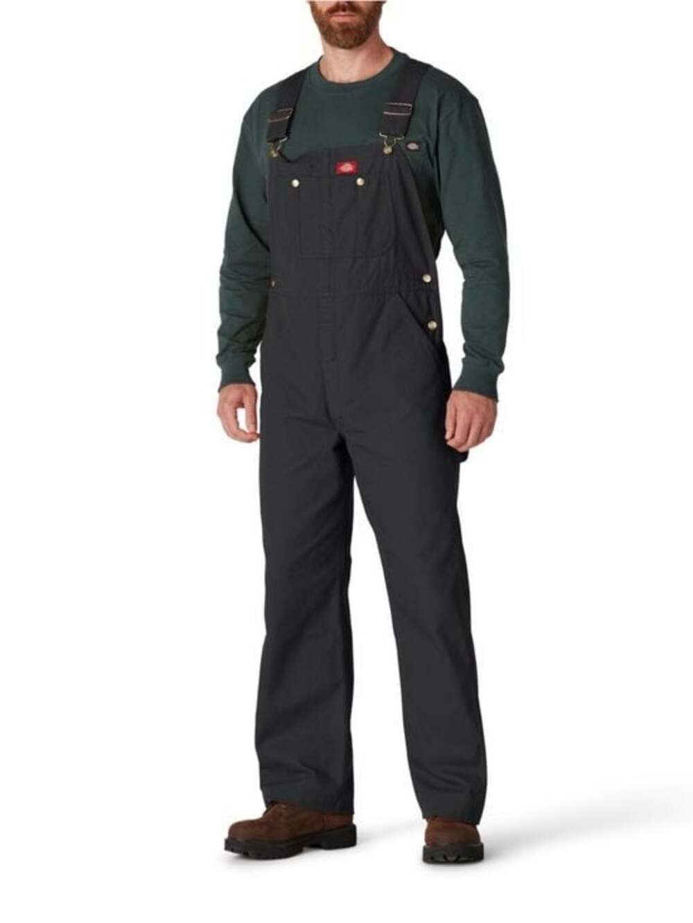 Dickies Black Bib Overalls with Brass Hardware